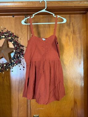 Rust Red Smocked too with Spaghetti Straps